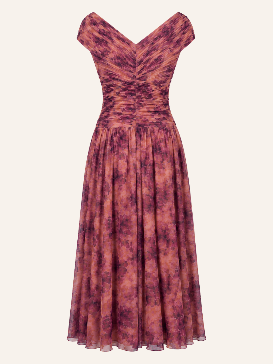 Geneviève | Floral V-Neck Midi Dress