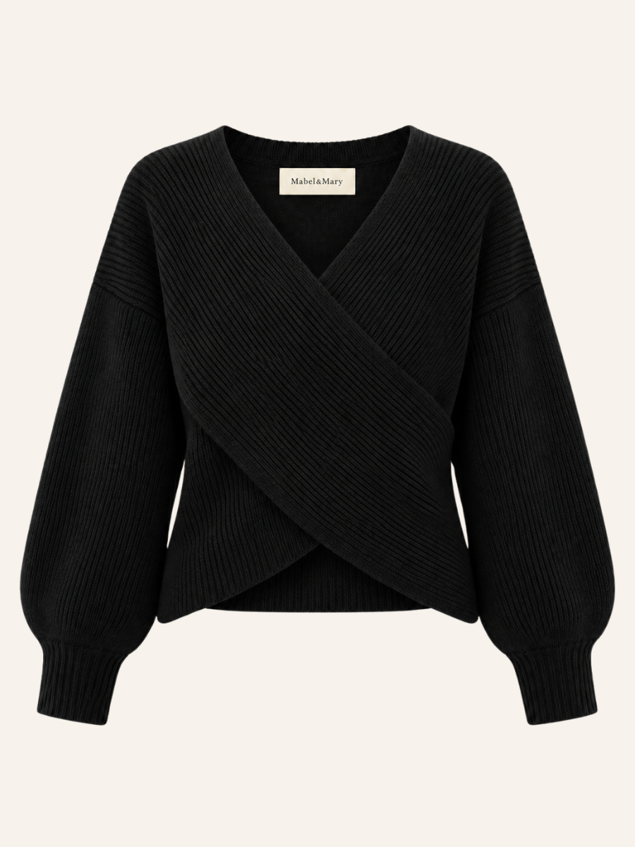 Wrap-Front Knit Sweater