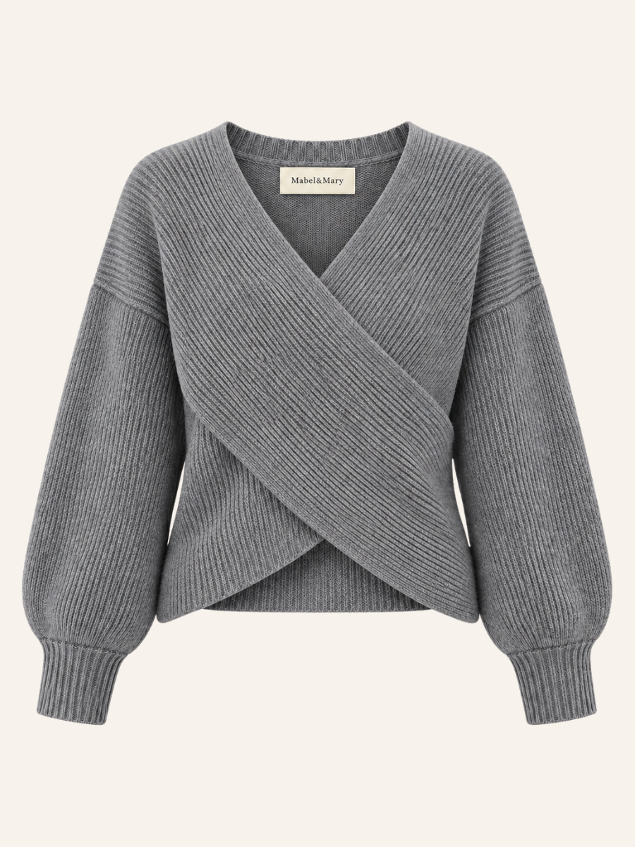 Wrap-Front Knit Sweater