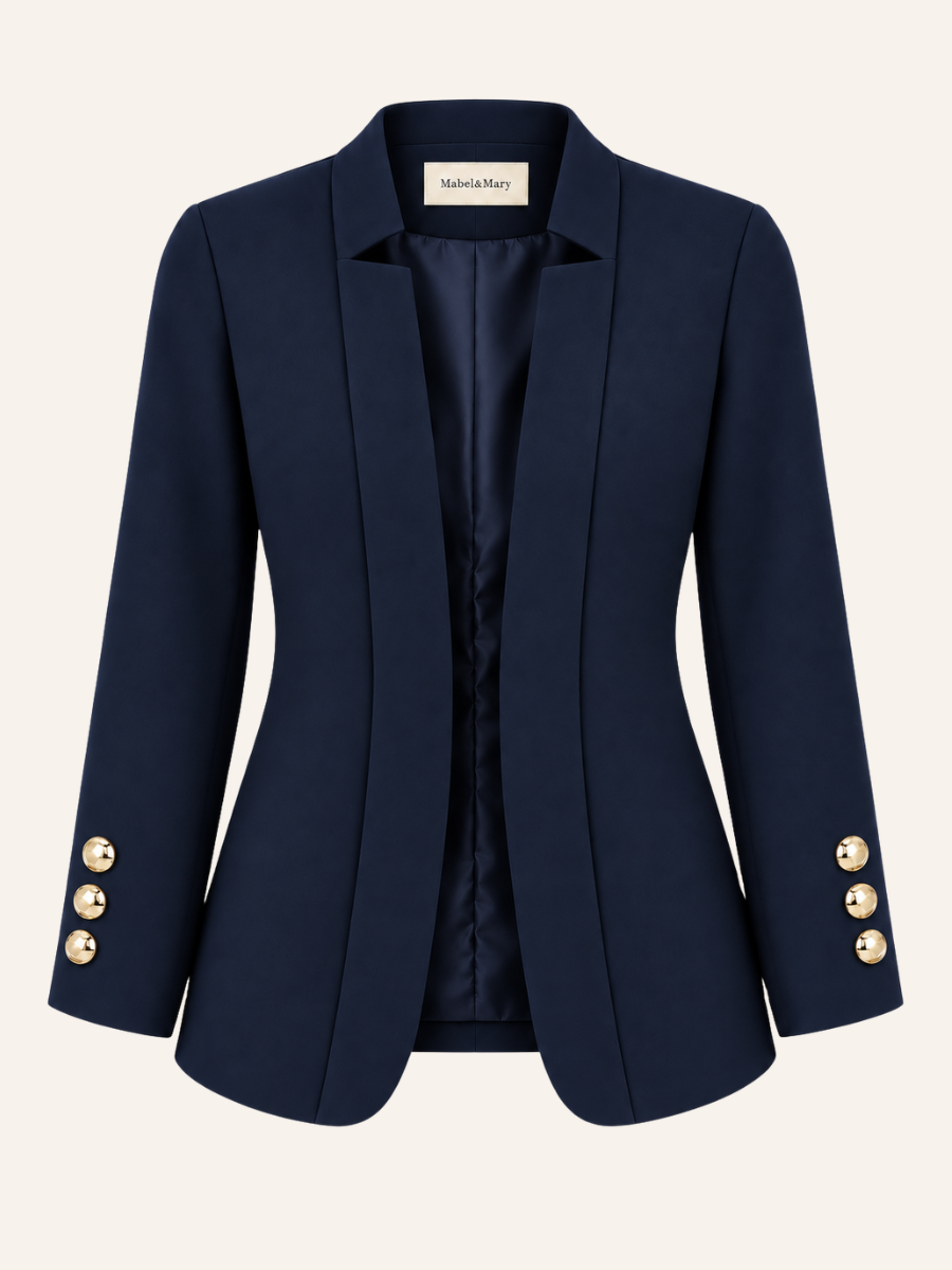 Gold Button Open-Front Blazer