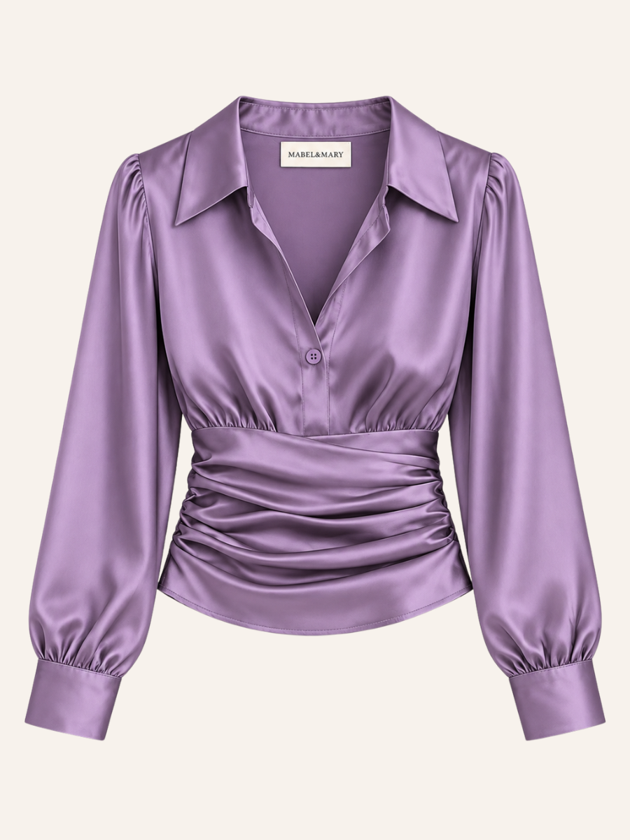 Rosalie Satin Ruched Blouse | Lustrous, Flattering & Sophisticated