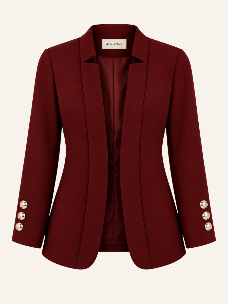 Gold Button Open-Front Blazer