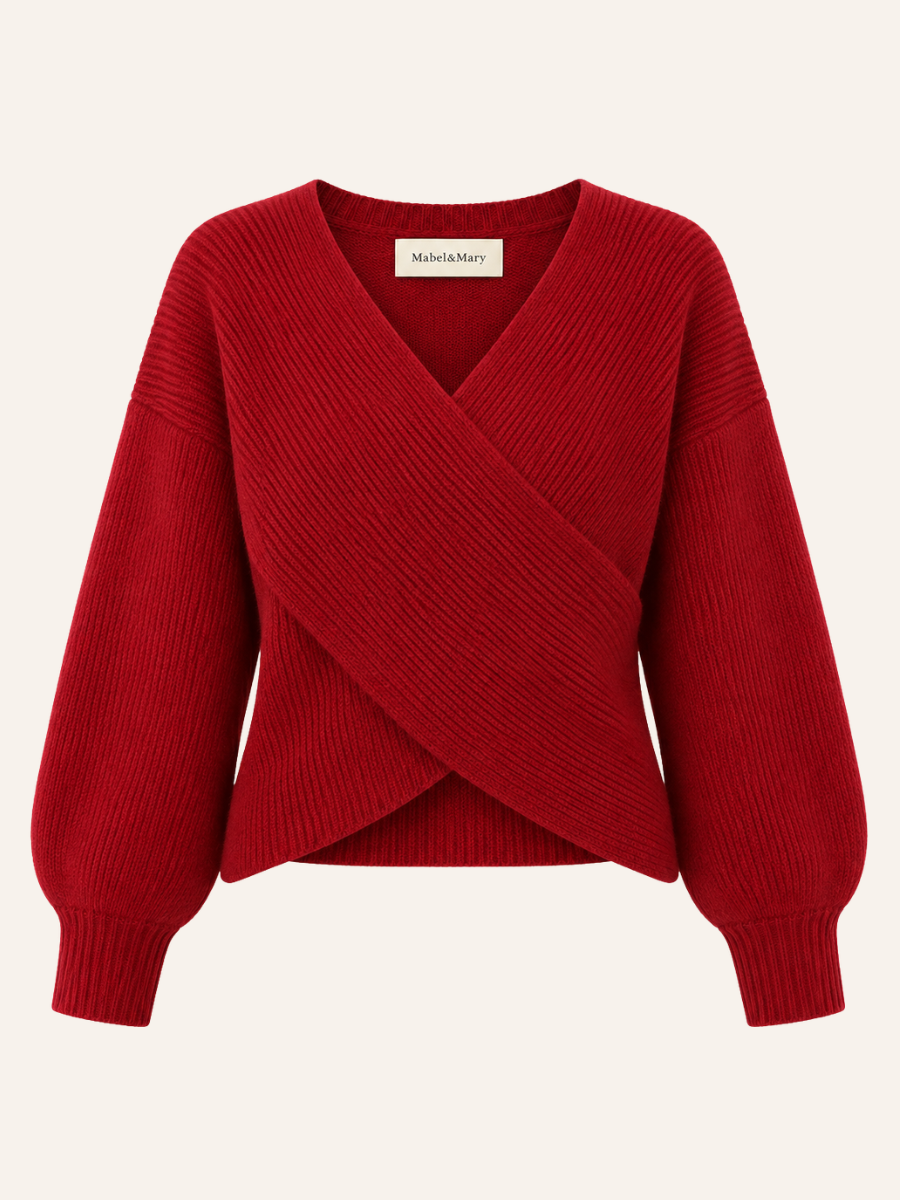 Wrap-Front Knit Sweater