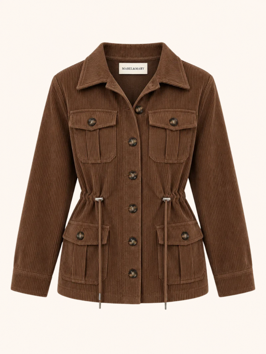 Drawstring-Waist Corduroy Utility Jacket