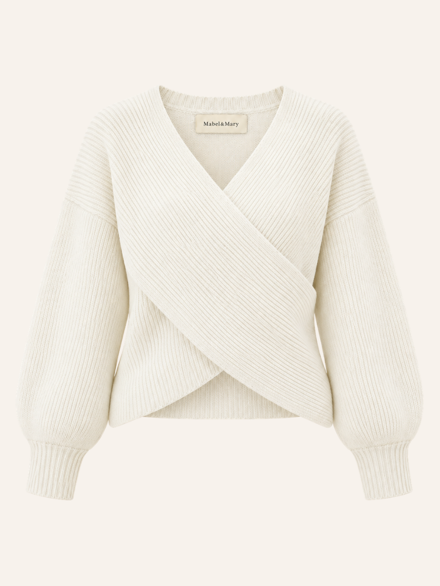 Wrap-Front Knit Sweater