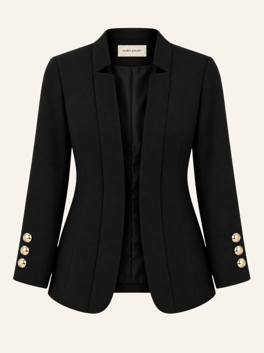 Gold Button Open-Front Blazer