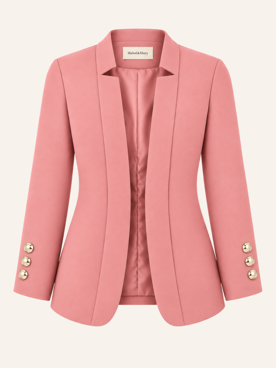 Gold Button Open-Front Blazer
