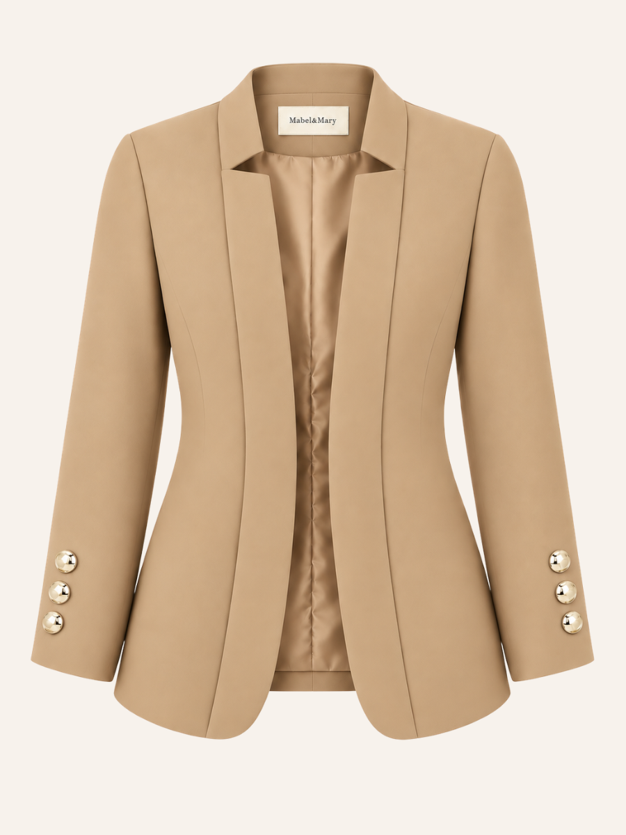 Gold Button Open-Front Blazer