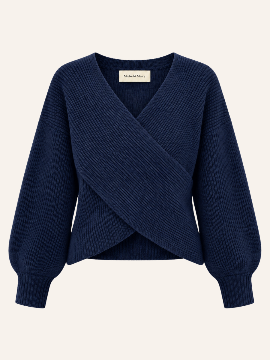 Wrap-Front Knit Sweater